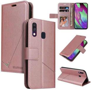 For Samsung Galaxy A20e GQUTROBE Right Angle Leather Phone Case(Rose Gold)