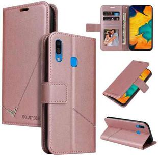 For Samsung Galaxy A20s GQUTROBE Right Angle Leather Phone Case(Rose Gold)