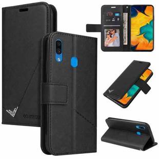 For Samsung Galaxy A20s GQUTROBE Right Angle Leather Phone Case(Black)