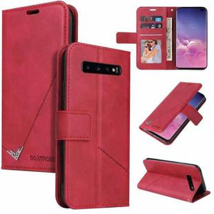 For Samsung Galaxy S10 GQUTROBE Right Angle Leather Phone Case(Red)