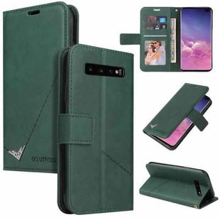 For Samsung Galaxy S10 GQUTROBE Right Angle Leather Phone Case(Green)