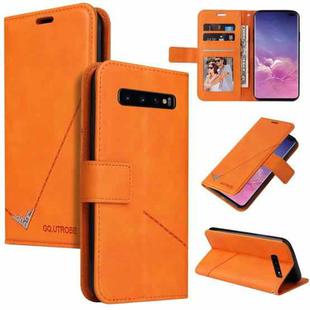 For Samsung Galaxy S10+ GQUTROBE Right Angle Leather Phone Case(Orange)