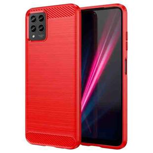 For T-Mobile REVVL 6 Pro 5G Brushed Texture Carbon Fiber TPU Phone Case(Red)