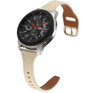 For Samsung Galaxy Watch5 Pro / Watch4 Classic 20mm Reverse Buckle Genuine Leather Watch Band(Beige)