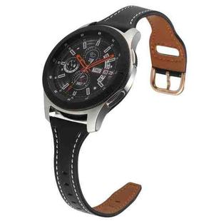 For Samsung Galaxy Watch3 / Huawei Watch GT3 Pro 22mm Reverse Buckle Genuine Leather Watch Band(Black+Rose Gold)