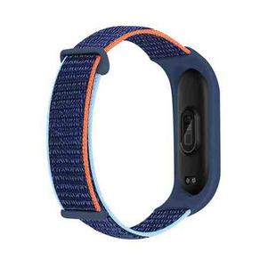 For Xiaomi Mi Band 7 Nylon Two-Section Loop Watch Band(Deep Navy Blue)