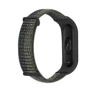 For Xiaomi Mi Band 7 Nylon Two-Section Loop Watch Band(Army Green Black)