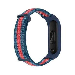For Xiaomi Mi Band 7 Nylon Two-Section Loop Watch Band(Blue Red)