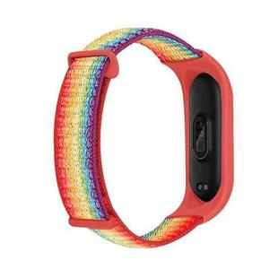 For Xiaomi Mi Band 6 Nylon Two-Section Loop Watch Band(Rainbow)