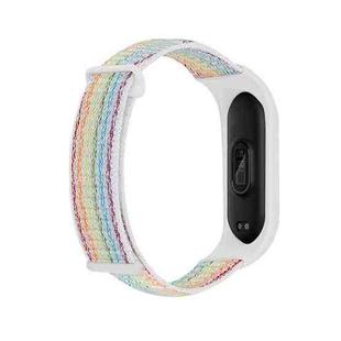 For Xiaomi Mi Band 5 Nylon Two-Section Loop Watch Band(Thin Rainbow)