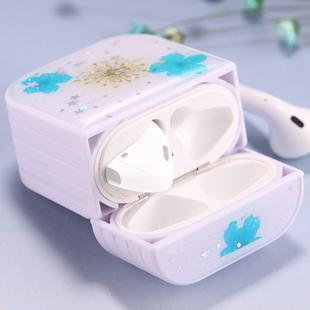 For AirPods 1 / 2 Beautiful Ladies Flowers Pattern Wireless Earphone Protective Case(Blue)
