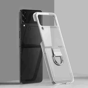 For Samsung Galaxy Z Flip4 Electroplating PC Full Coverage Shockproof Ring Phone Case(Transparent)