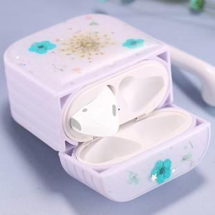 For AirPods 1 / 2 Gypsophila Flowers Pattern Wireless Earphone Protective Case(Blue)