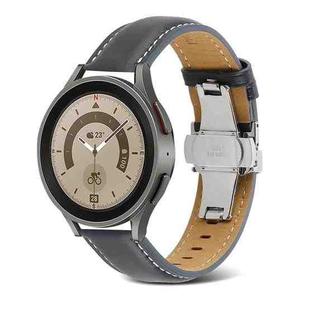 For Samsung Galaxy Watch5 40mm / 44mm Butterfly Buckle Genuine Leather Watch Band(Dark Grey)