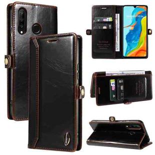 For Huawei P30 Lite GQUTROBE RFID Blocking Oil Wax Leather Phone Case(Brown)