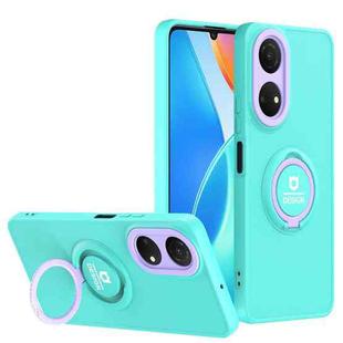 For Honor X7/Play 30 Plus Eagle Eye Ring Holder Phone Case(Light Green + Purple)