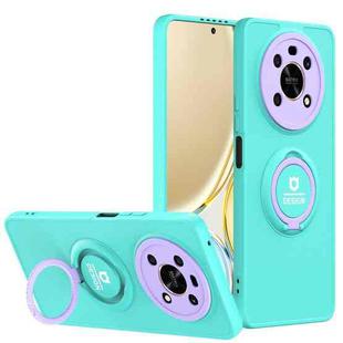 For Honor X9/X30 Eagle Eye Ring Holder Phone Case(Light Green + Purple)