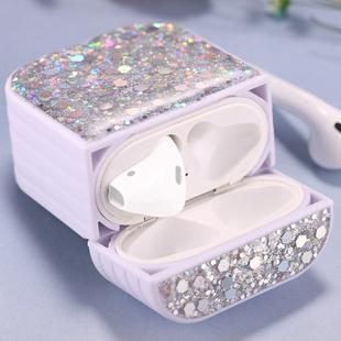 For AirPods 1 / 2 Glitter Sequins Wireless Earphone Protective Case(White)