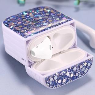 For AirPods 1 / 2 Glitter Sequins Wireless Earphone Protective Case(Dark Blue)