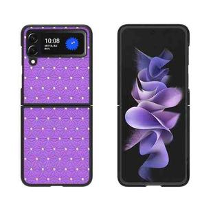 For Samsung Galaxy Z Flip4 Flash Drill Leather Shockproof Protective Phone Case(Purple)