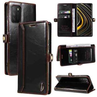 For Xiaomi Redmi 9T / Poco M3 GQUTROBE RFID Blocking Oil Wax Leather Phone Case(Brown)