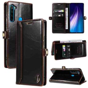 For Xiaomi Redmi Note 8 GQUTROBE RFID Blocking Oil Wax Leather Phone Case(Brown)