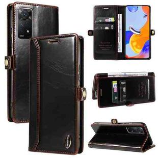 For Xiaomi Redmi Note 11 Pro 4G GQUTROBE RFID Blocking Oil Wax Leather Phone Case(Brown)