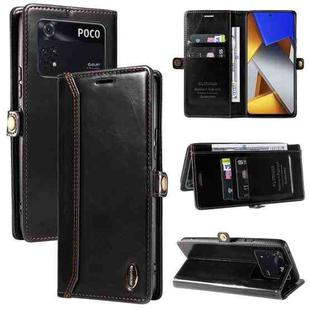 For Xiaomi Poco M4 Pro GQUTROBE RFID Blocking Oil Wax Leather Phone Case(Black)