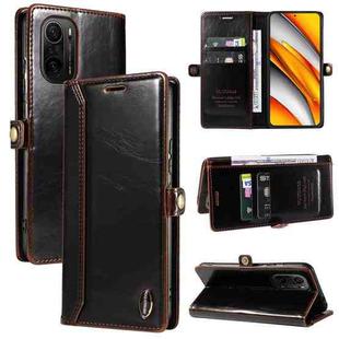 For Xiaomi Poco F3 / Redmi K40 GQUTROBE RFID Blocking Oil Wax Leather Phone Case(Brown)