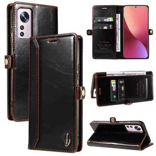 For Xiaomi 12 GQUTROBE RFID Blocking Oil Wax Leather Phone Case(Brown)