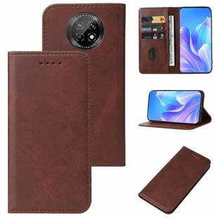 For Huawei Enjoy 30 Plus Magnetic Closure Leather Phone Case(Brown)