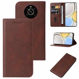 For Honor X9 Magnetic Closure Leather Phone Case(Brown)