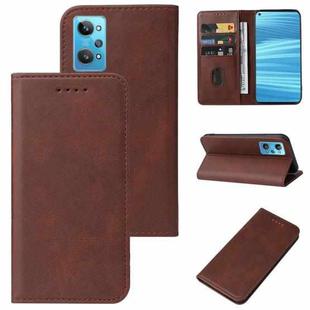 For Realme GT2 Magnetic Closure Leather Phone Case(Brown)