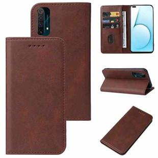 For Realme X50 5G Magnetic Closure Leather Phone Case(Brown)