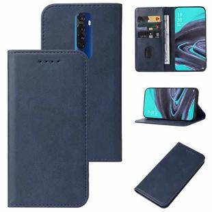 For OPPO Reno2 Magnetic Closure Leather Phone Case(Blue)