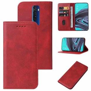 For OPPO Reno2 Magnetic Closure Leather Phone Case(Red)