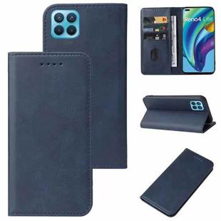 For OPPO Reno4 Lite Magnetic Closure Leather Phone Case(Blue)