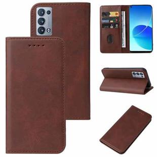 For OPPO Reno6 Pro+ 5G Magnetic Closure Leather Phone Case(Brown)