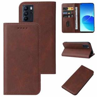 For OPPO Reno6 Z Magnetic Closure Leather Phone Case(Brown)
