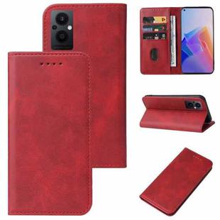 For OPPO Reno7 Z 5G Magnetic Closure Leather Phone Case(Red)