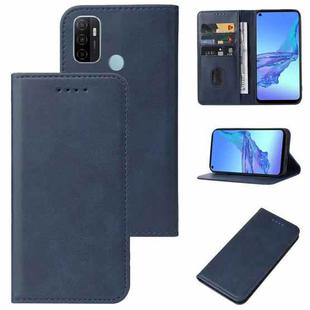 For OPPO A32 Magnetic Closure Leather Phone Case(Blue)