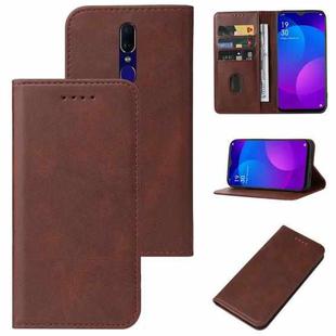 For OPPO F11 Magnetic Closure Leather Phone Case(Brown)
