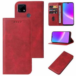 For Realme C25s Magnetic Closure Leather Phone Case(Red)