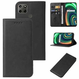 For Realme C25Y Magnetic Closure Leather Phone Case(Black)