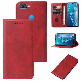 For OPPO A12 Magnetic Closure Leather Phone Case(Red)