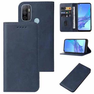 For OPPO A53s Magnetic Closure Leather Phone Case(Blue)