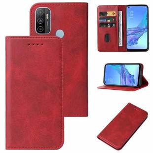 For OPPO A53s Magnetic Closure Leather Phone Case(Red)