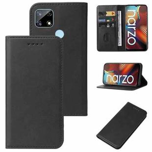 For Realme Narzo 20 Magnetic Closure Leather Phone Case(Black)