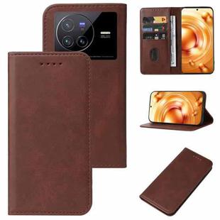 For vivo X80 Magnetic Closure Leather Phone Case(Brown)
