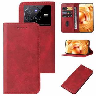 For vivo X80 Magnetic Closure Leather Phone Case(Red)
